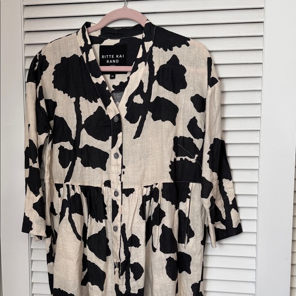 Bitte Kai Rand Dresses & Skirts - Bitte Kai Rand Black and Cream Peony Patterned Linen Dress - XS